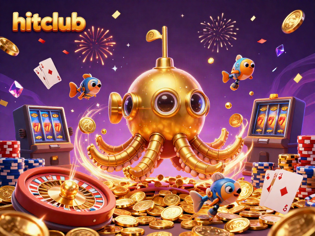 Experience the thrill of hitclub as you chase luck with a golden kraken submarine and sparkling riches.
