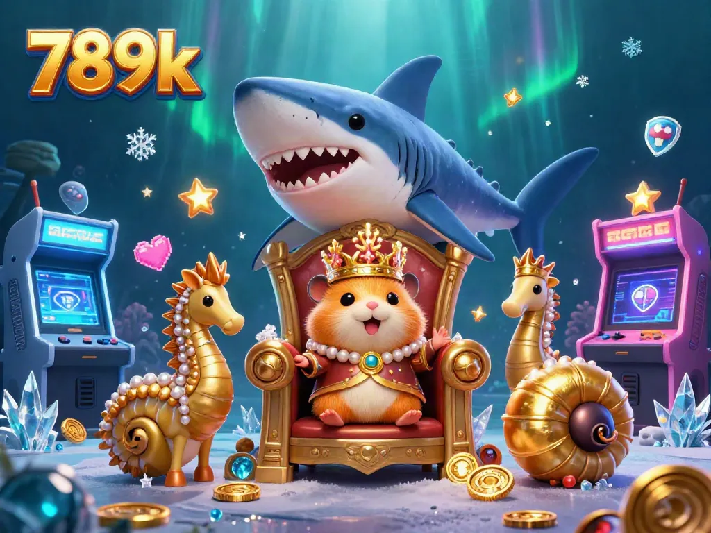 Engage with 789k's vibrant online casino scene featuring a fierce golden hamster king amidst exciting gameplay.