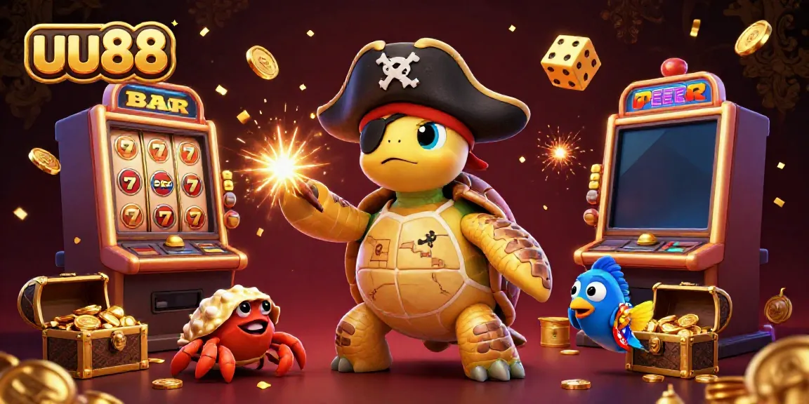 Experience thrilling wins at uu88 with a pirate turtle, treasure, and casino excitement.