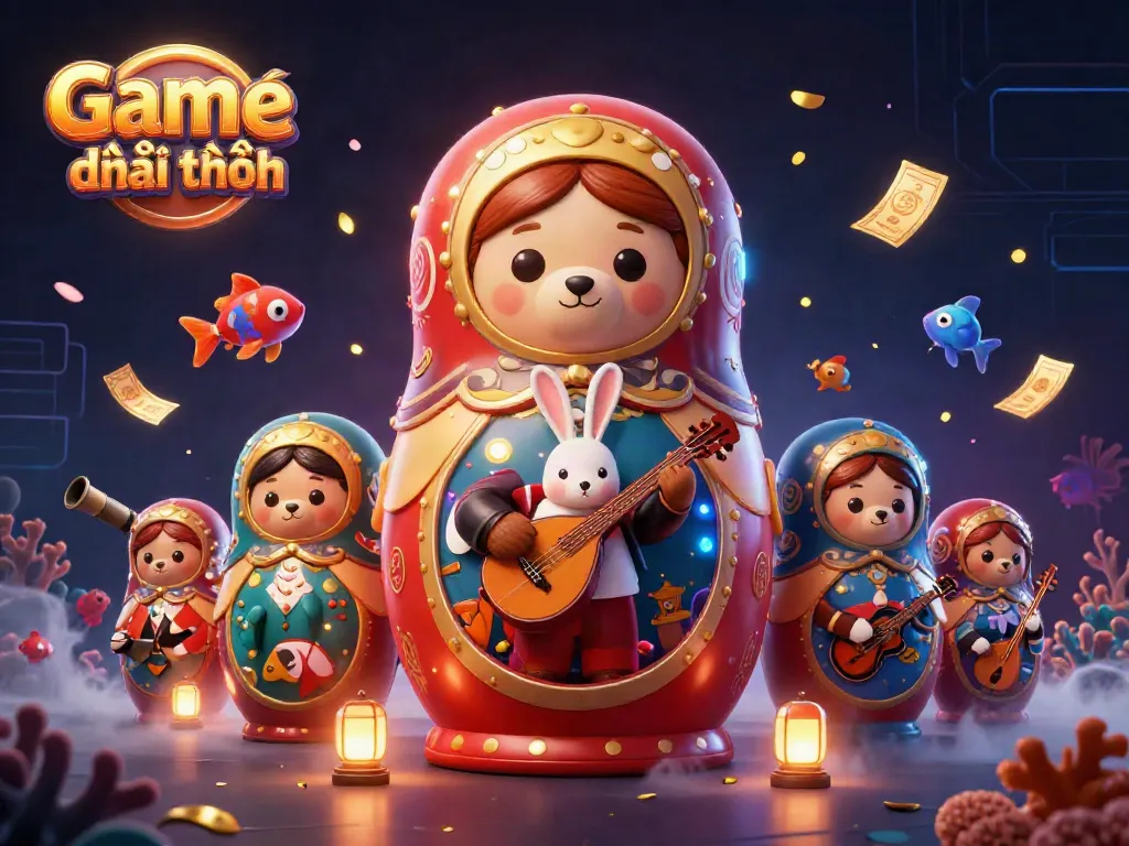 Engage with Game bắn cá đổi thưởng, featuring lively underwater scenes and bright characters in action.