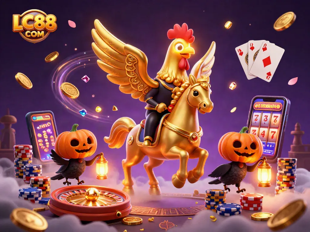 Experience exciting gameplay at LC88 COM with vibrant casino scenes featuring dynamic characters and sparkling elements.