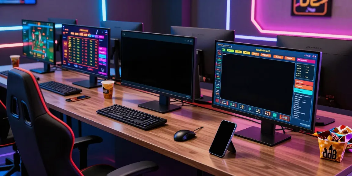 Immersive gaming setup showcasing nhà cái da88 with vibrant displays, modern decor, and a focused atmosphere.