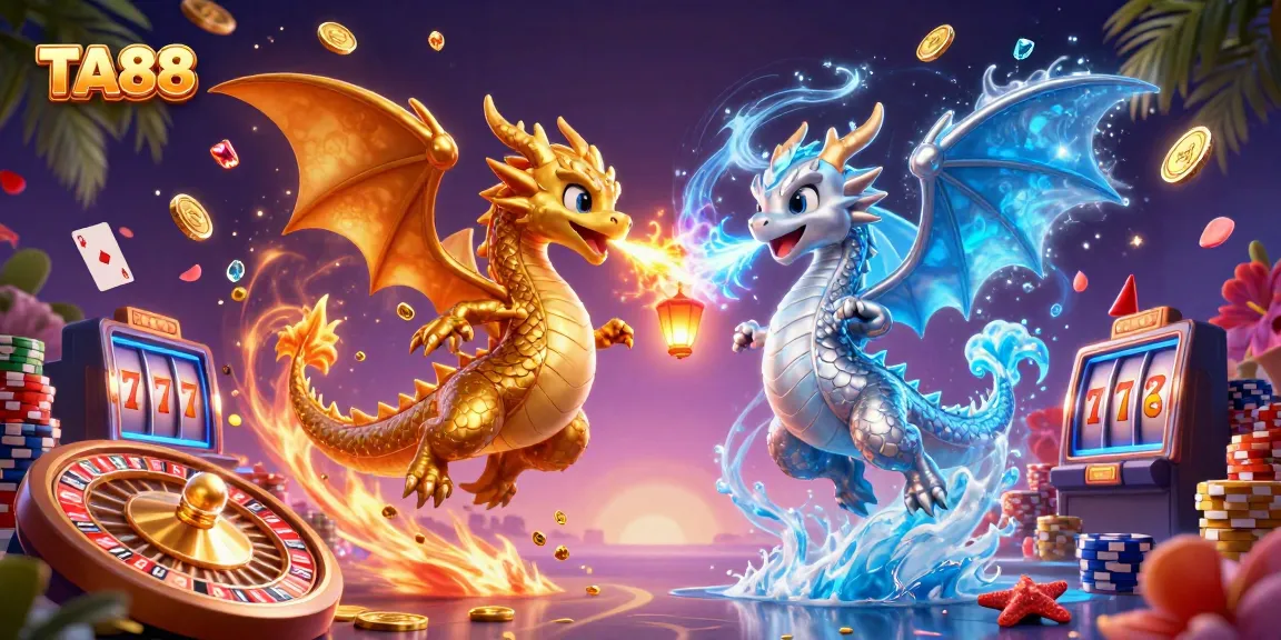 Experience thrilling gameplay with TA88, featuring golden dragons and casino elements in action