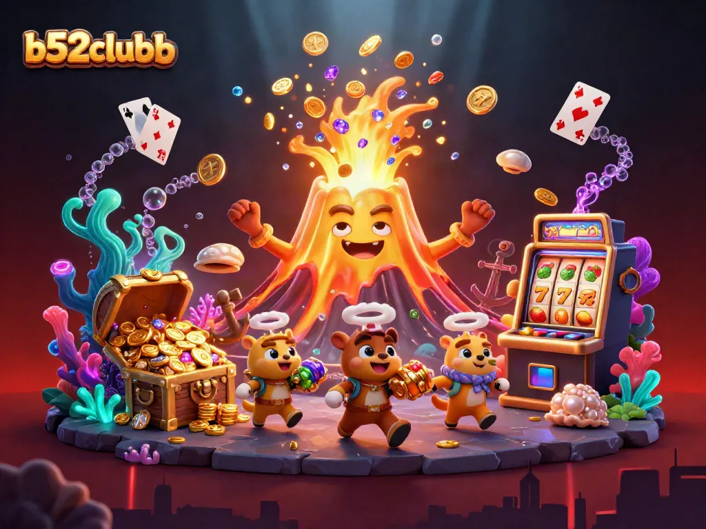 Play thrilling games at b52clubb with gold coins erupting from a majestic volcano!