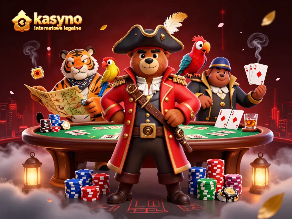 Experience thrilling fun at kasyno internetowe legalne with a colorful poker scene featuring a bear captain and tiger first mate.