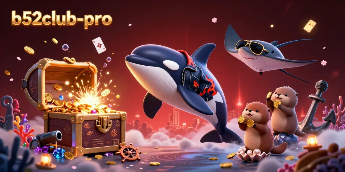 b52club-pro celebrates online gaming with colorful sea creatures and treasures in a vibrant underwater casino scene.