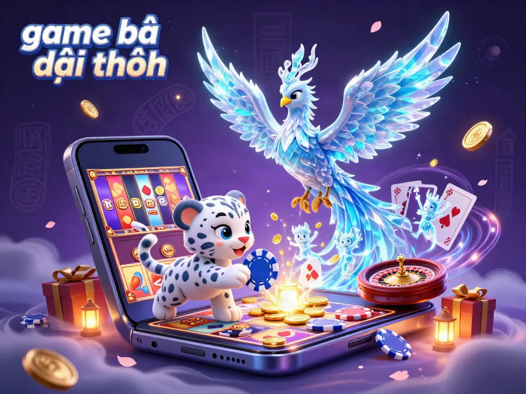 Experience thrilling game bài đổi thưởng with vibrant characters and dynamic casino elements in an enchanting setting.