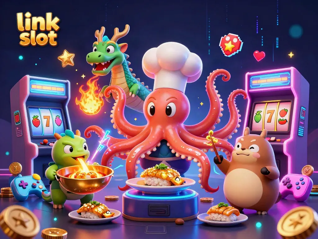 Engage with exciting link slot games featuring vibrant characters and casino elements.