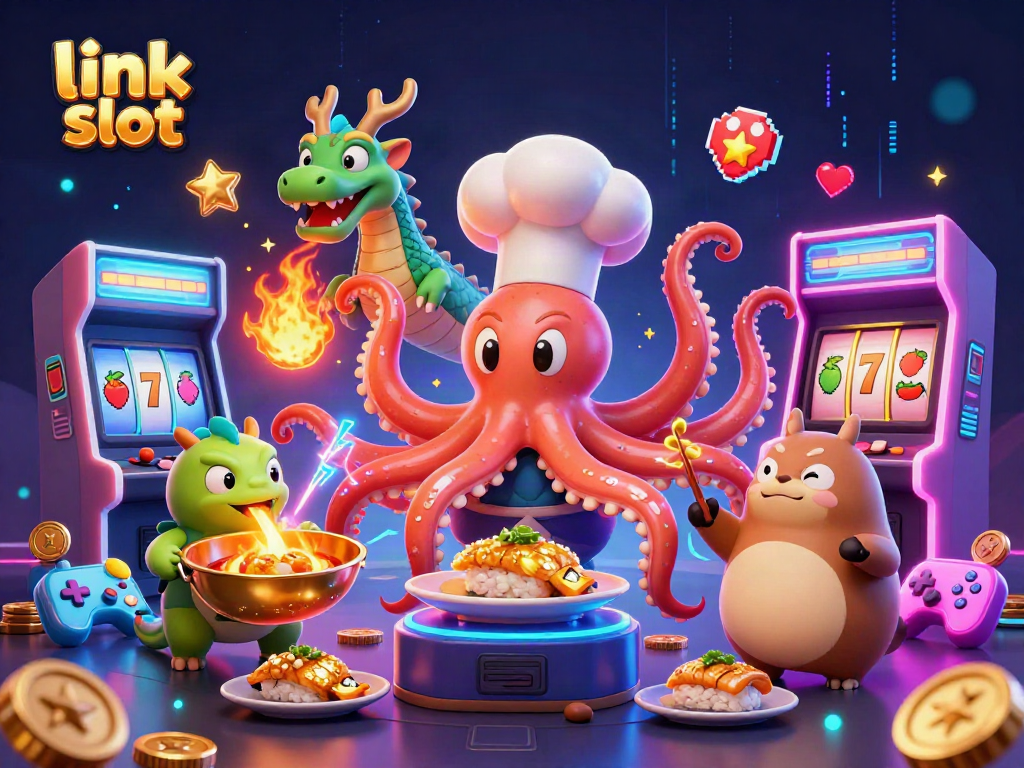 Engage with exciting link slot games featuring vibrant characters and casino elements.