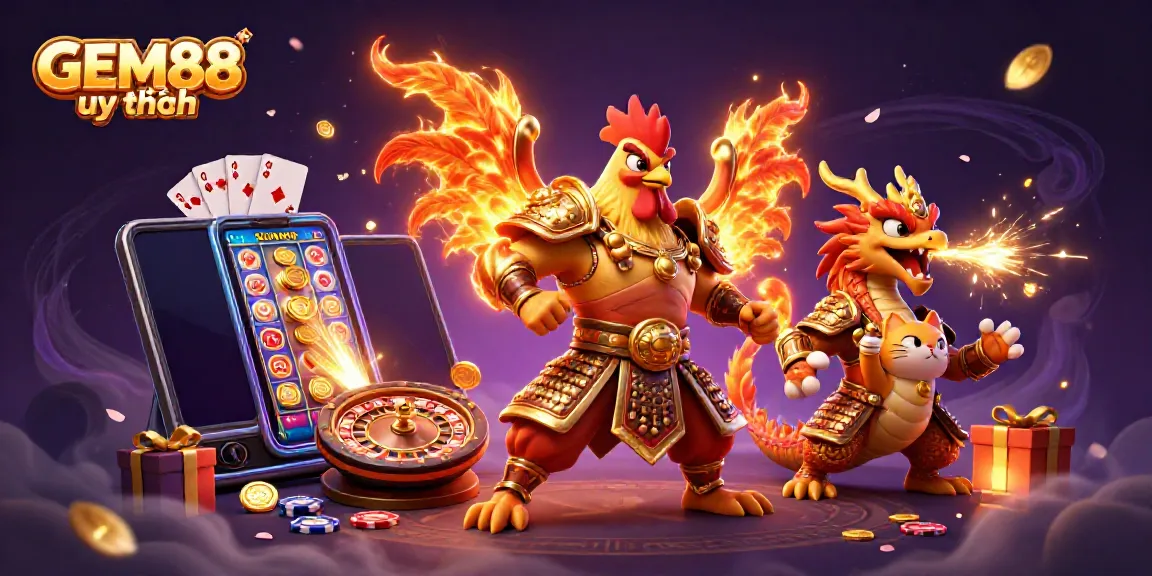 Engage with the vibrant GEM88 uy tín gaming universe featuring action-packed characters and dynamic casino elements.