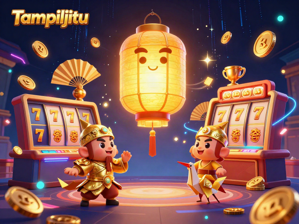 Tampiljitu elevates gaming excitement with a spirited golden lantern, slot reels, and dazzling gold coins.