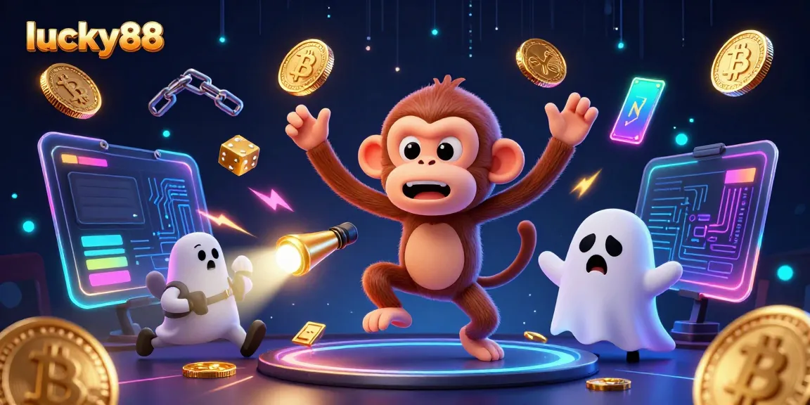 Engage in thrilling gameplay at lucky88 as a mischievous monkey juggles coins in a haunted casino.
