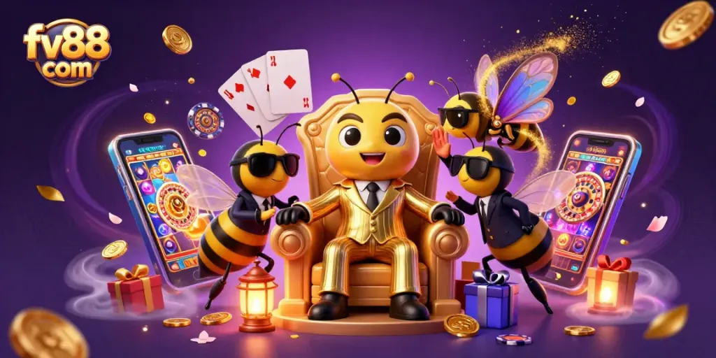 Engage with exciting gambling action at fv88 com with a vibrant slot game scene filled with animated characters.