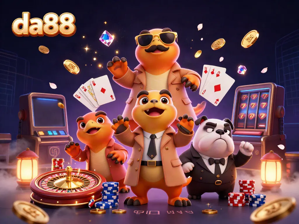 Experience the excitement of da88 with raptors in a trench coat entering a VIP casino lounge