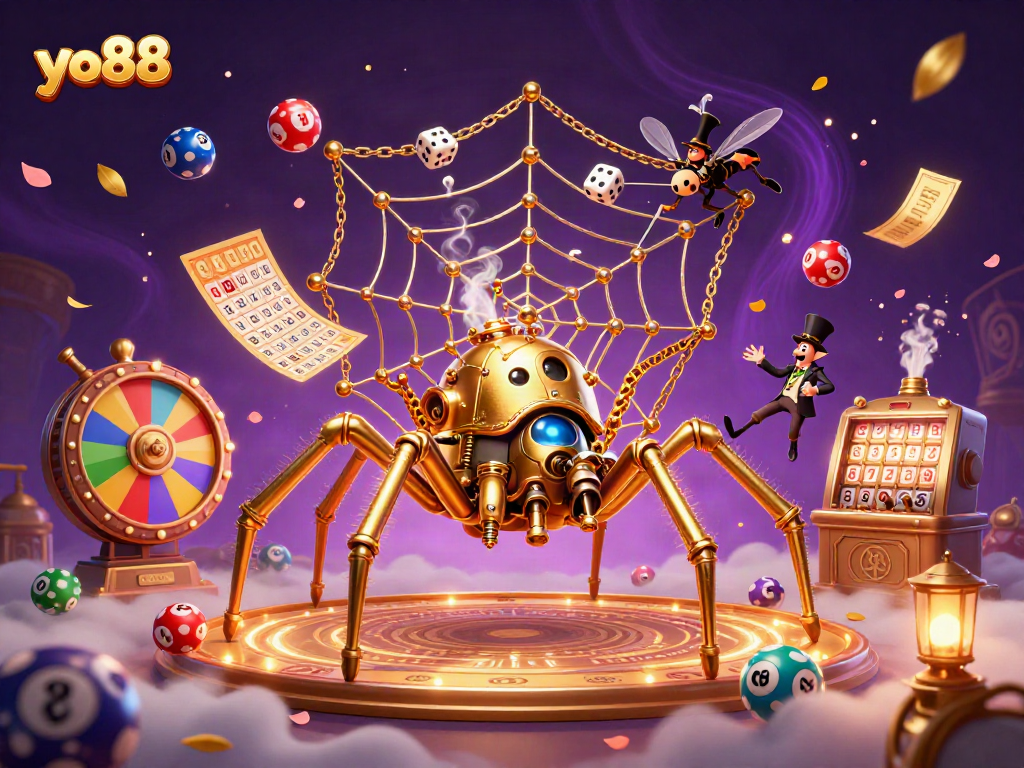Win big at yo88 with a vibrant 3D illustration showcasing exciting casino elements.