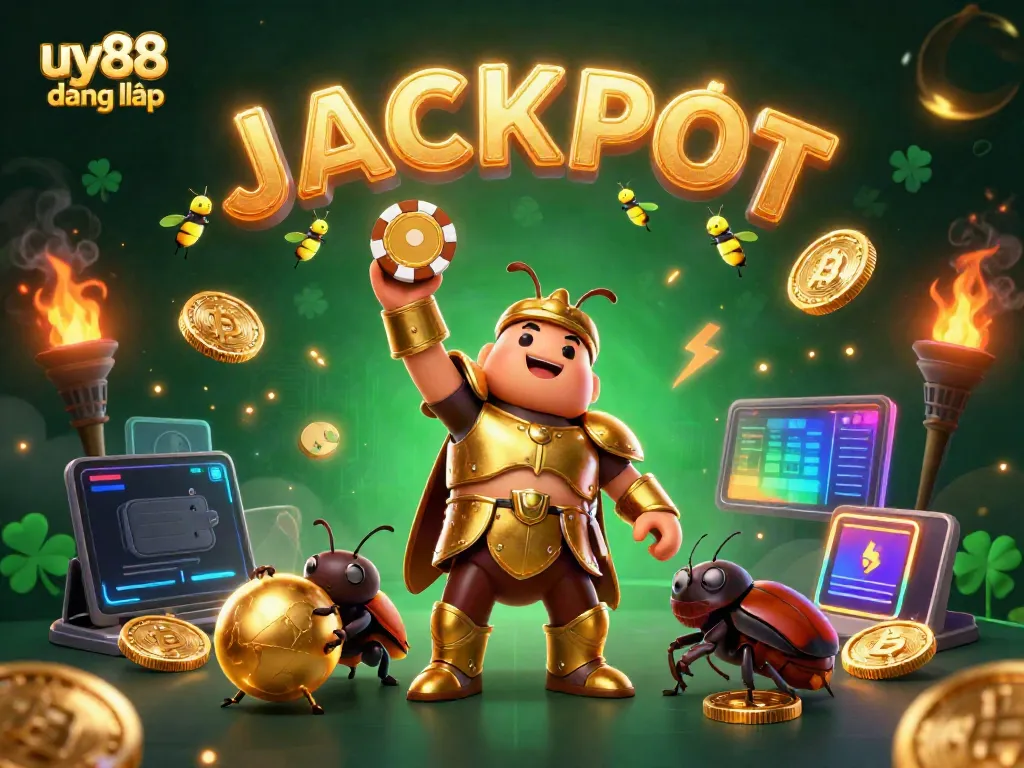 Experience excitement and jackpots at uy88 đăng nhập with vibrant 3D illustration of characters and gaming elements.