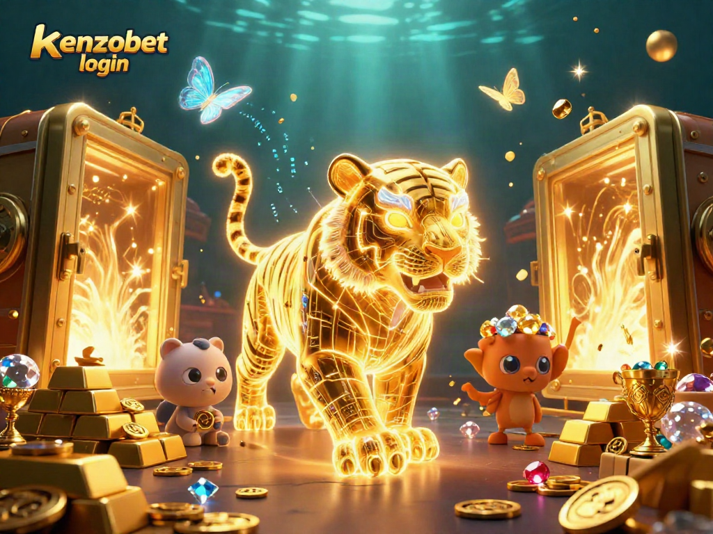 Experience the thrill of kenzobet login in a vibrant casino scene with gold treasures and high stakes!