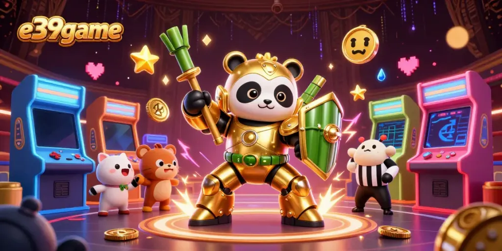 Engage in winning strategies exploring the vibrant world of e39game with colorful 3D characters and competitive casino scenes.