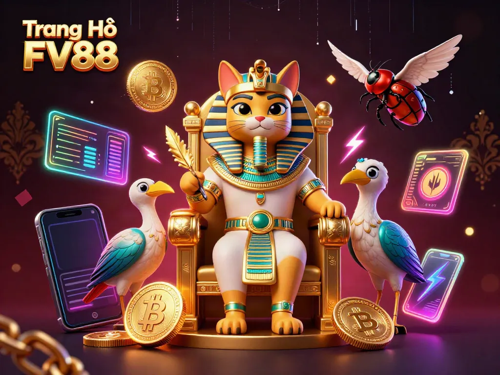 Engage with Trang Chủ FV88 in a vibrant casino scene featuring dynamic blockchain elements.