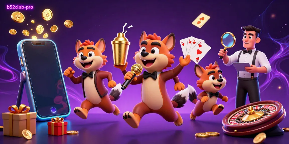 Hyenas entertain in a vibrant casino, showcasing b52club-pro vibes with exciting slot game elements.