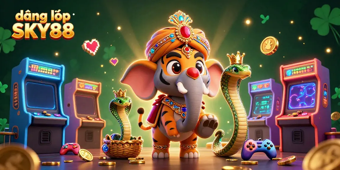 Experience the excitement of đăng nhập SKY88 with colorful casino elements and vibrant characters.
