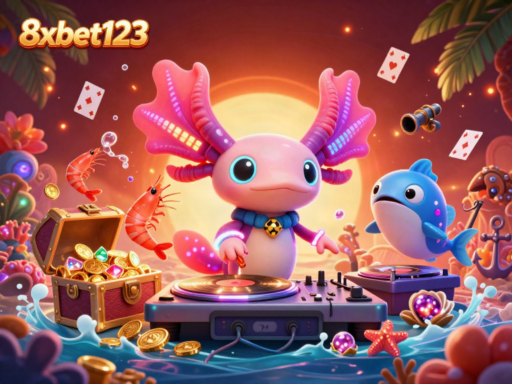 Experience the vibrant world of 8xbet123 as players enjoy dynamic underwater gaming with colorful characters.