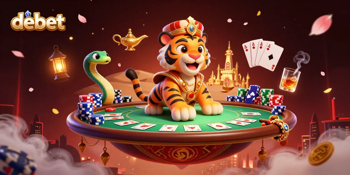 Experience debet as a vibrant fusion of casino excitement with a tiger sultan on a poker chip carpet.