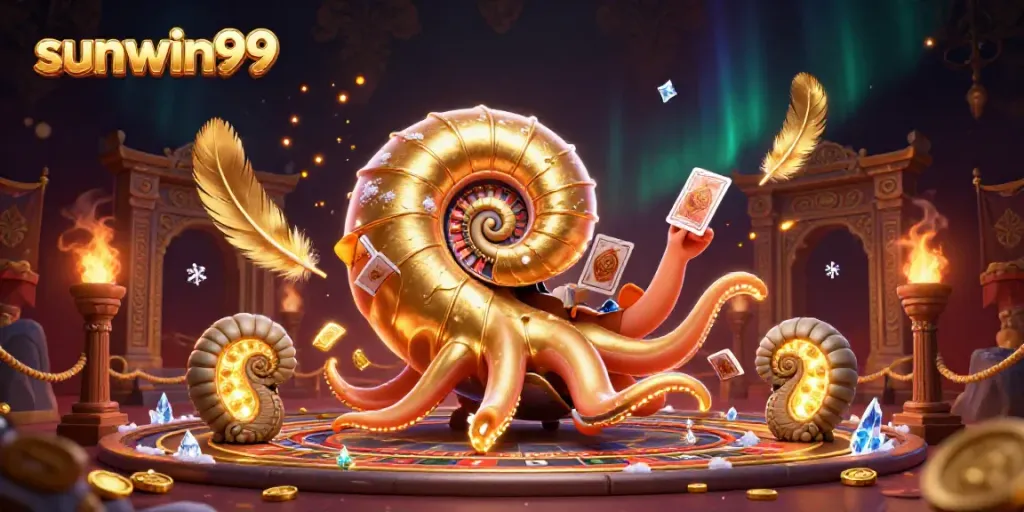 Engage in thrilling gameplay with sunwin99's dynamic casino scene featuring a giant nautilus.