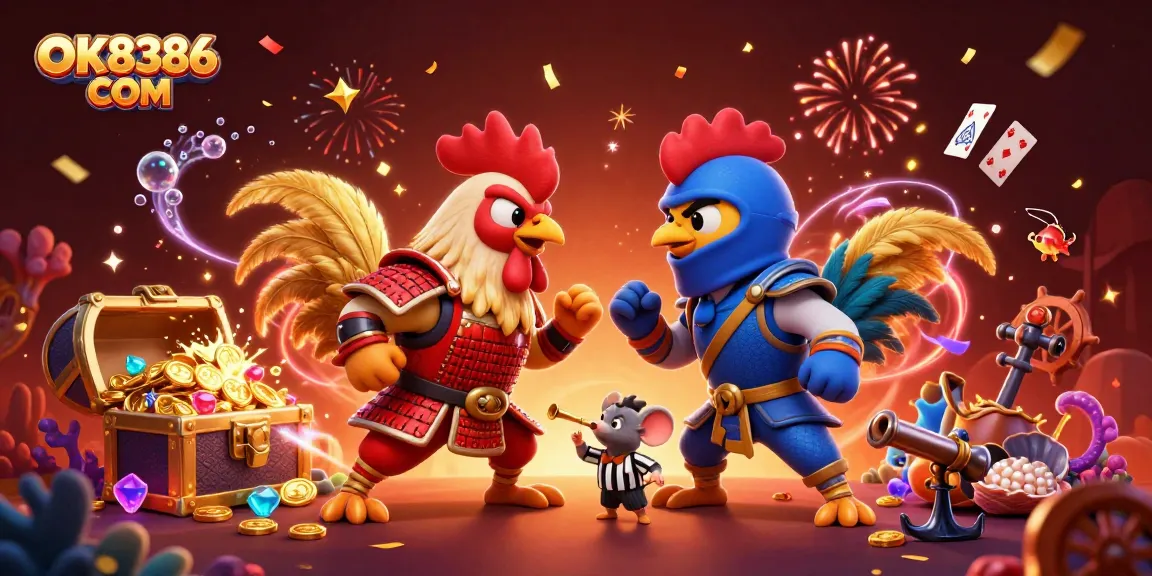 Experience the thrill of cockfighting at OK8386 COM with dynamic 3D characters and vivid game elements.
