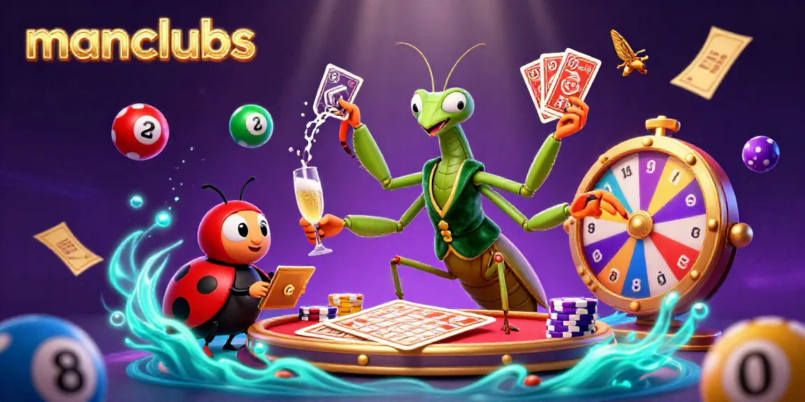 Experience excitement at manclubs with vibrant casino characters and dynamic game elements in a captivating scene.