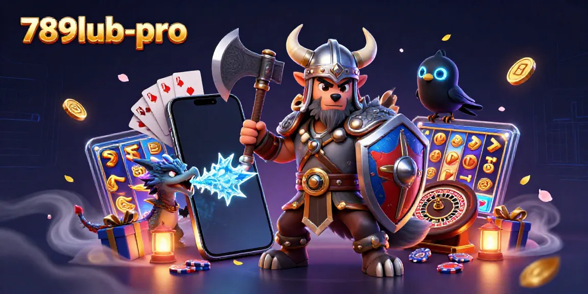 Engage in thrilling gameplay with 789lub-pro as the Viking hero battles alongside fierce dragon in a vibrant casino scene.