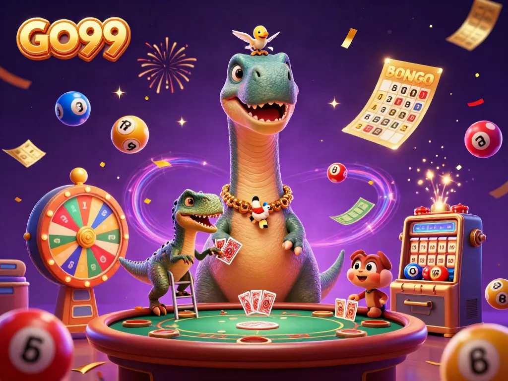 Engage in exciting gaming with GO99 illustrated in a vibrant casino scene.