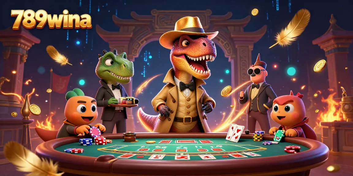 789wina velociraptor card counter in action at a vibrant casino scene with dynamic elements.
