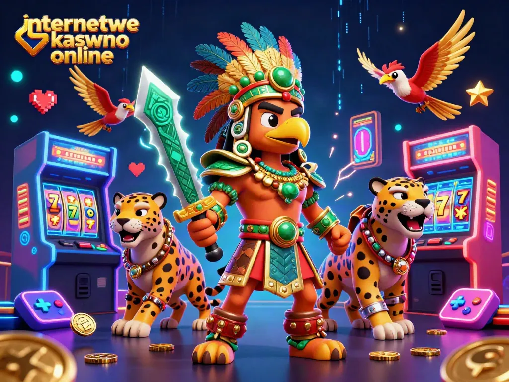 Experience the vibrant world of internetowe kasyno online with dynamic gaming characters and slot reels.