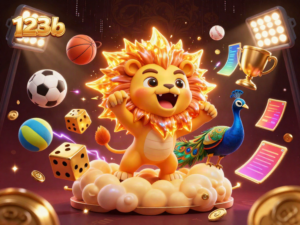 Experience thrilling betting with 123 b, featuring dynamic sports and casino elements in a vivid 3D scene.
