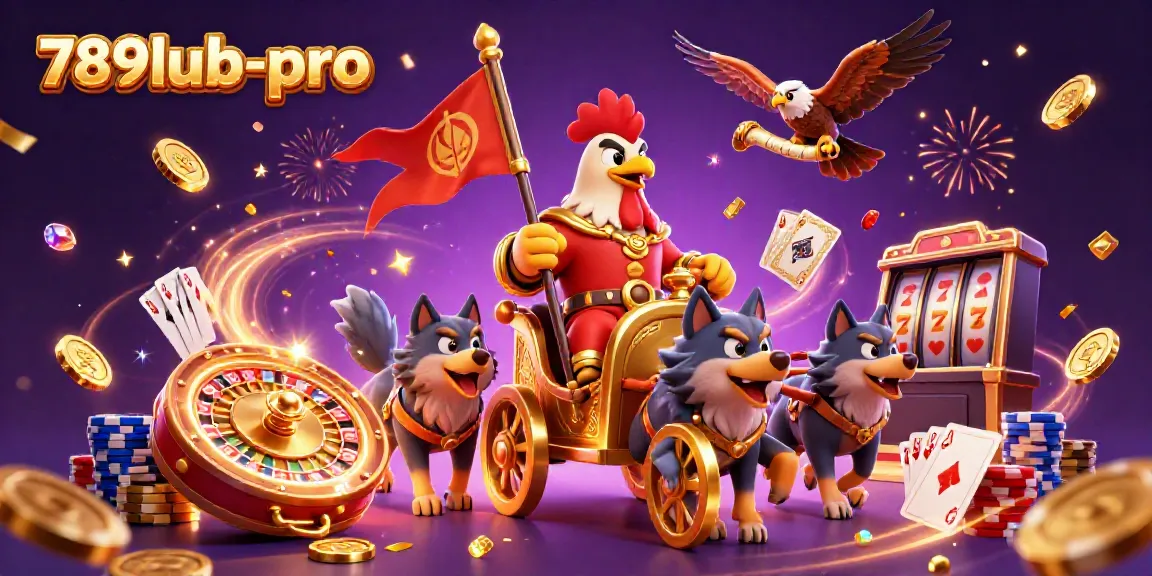 Engage in thrilling gaming action with 789lub-pro's captivating casino scene featuring a rooster warlord and dynamic elements.