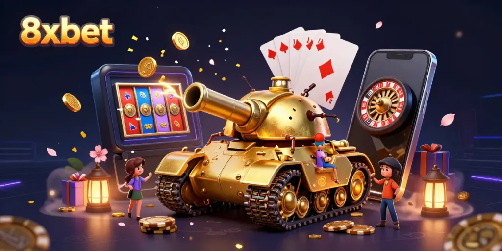 Experience high-stakes gaming at 8xbet with vibrant casino scenes and dynamic gameplay elements.
