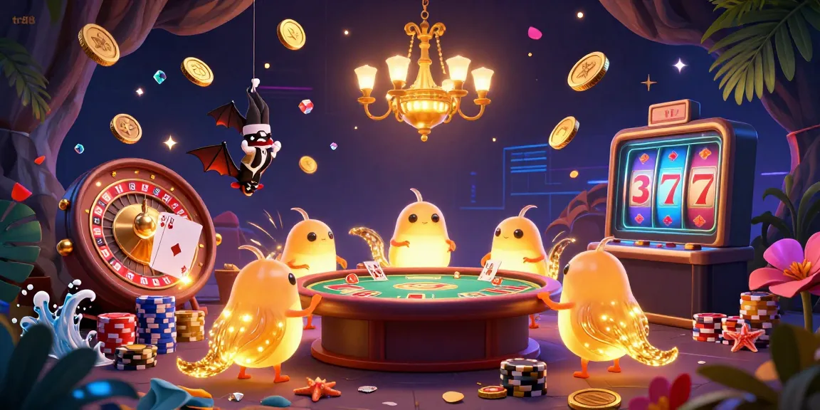 Light up your gaming experience with tr88's dazzling cave casino illustration featuring glowworms and rich game elements.