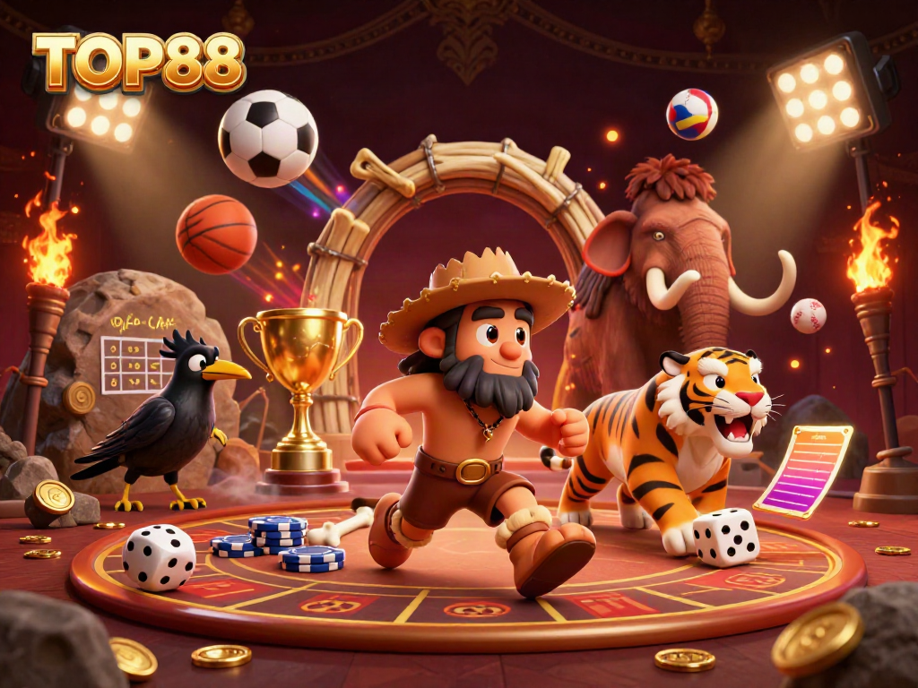 Experience captivating gameplay at TOP88's prehistoric casino with dynamic sports excitement and rich visuals.