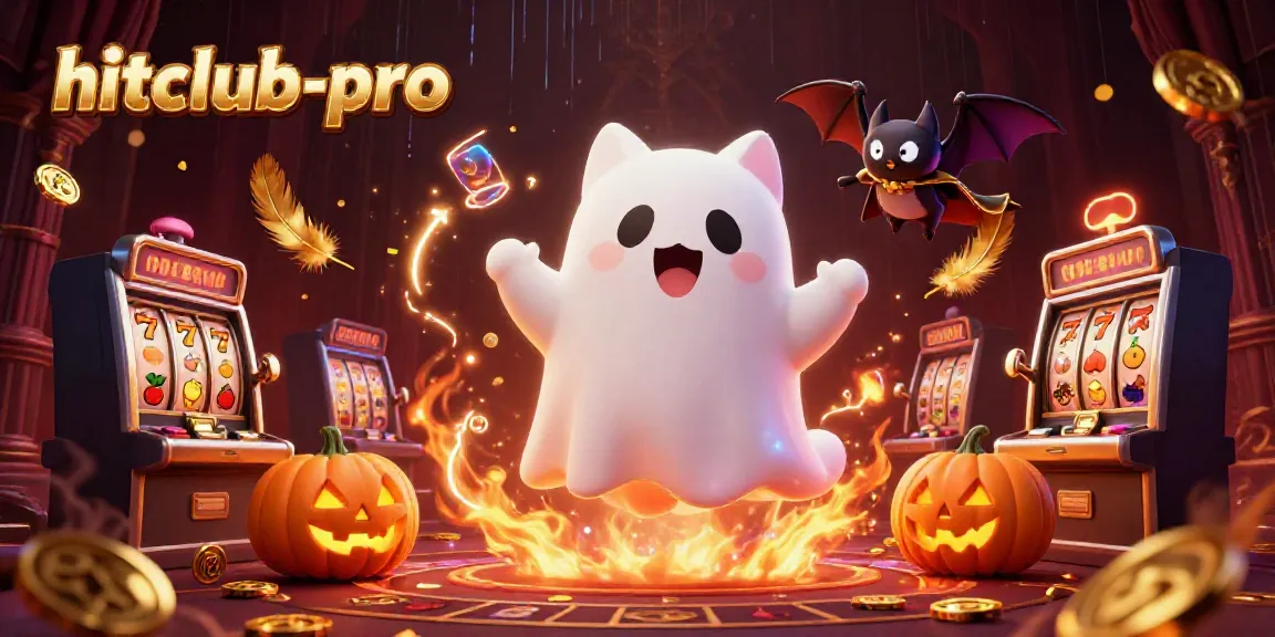 Engage in fun with hitclub-pro as a friendly ghost cat and bat float through a haunted casino filled with winning slot machines.