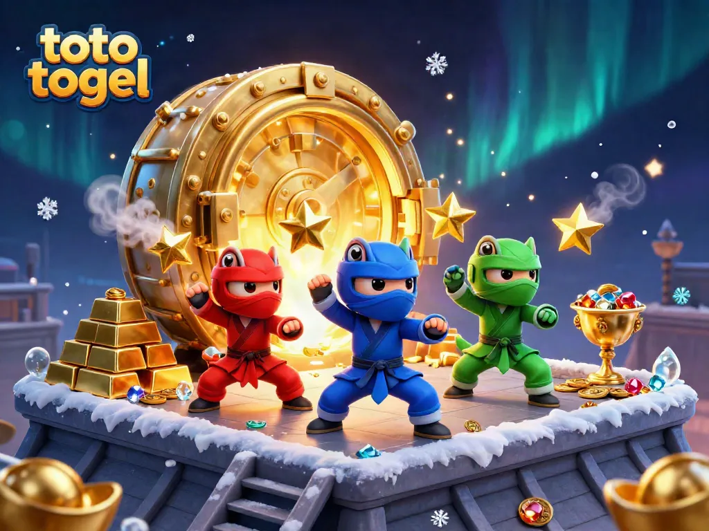 Visualisasi karakter ninja chameleon sinar emas dan elemen judi, toto togel siap menghibur pemain.