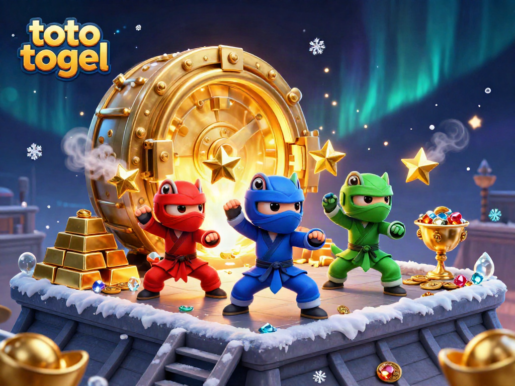Visualisasi karakter ninja chameleon sinar emas dan elemen judi, toto togel siap menghibur pemain.