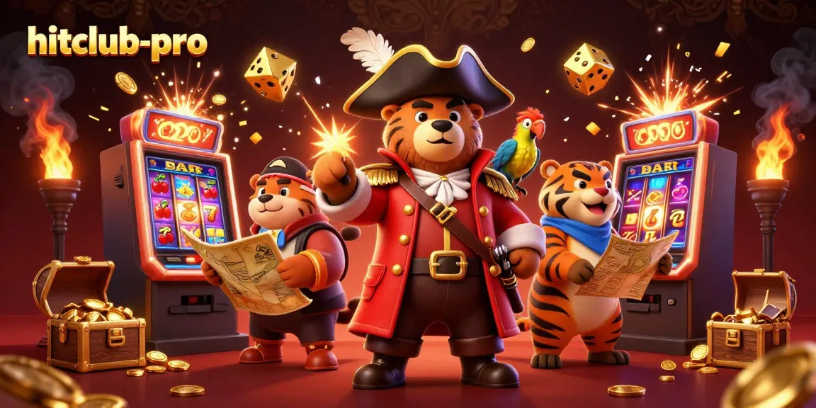 Join the fun with hitclub-pro's vibrant 3D casino experience featuring a pirate bear and a tiger!